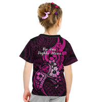 Polynesia Breast Cancer Awareness Kid T Shirt Think Pink Polynesian Ribbon Black Version - Wonder Print Shop
