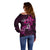 Polynesia Breast Cancer Awareness Off Shoulder Sweater Think Pink Polynesian Ribbon Black Version - Wonder Print Shop