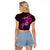 Polynesia Breast Cancer Awareness Raglan Cropped T Shirt Think Pink Polynesian Ribbon Black Version - Wonder Print Shop
