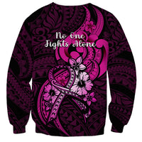 Polynesia Breast Cancer Awareness Sweatshirt Think Pink Polynesian Ribbon Black Version - Wonder Print Shop