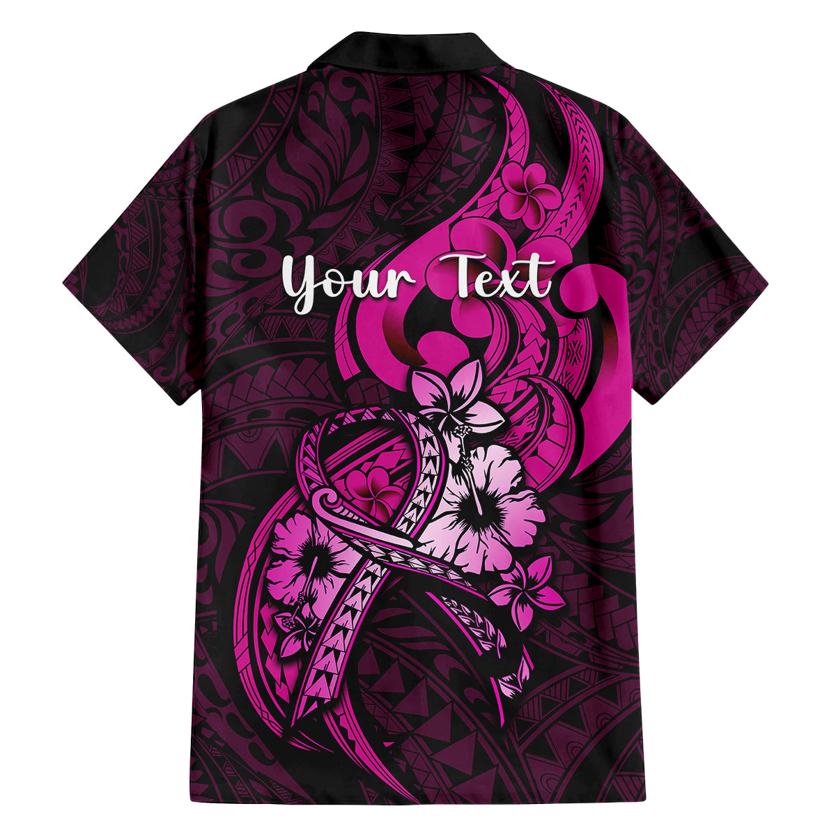 Personalised Polynesia Breast Cancer Awareness Family Matching Summer Maxi Dress and Hawaiian Shirt Think Pink Polynesian Ribbon Black Version - Wonder Print Shop