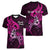 Personalised Polynesia Breast Cancer Awareness Women V Neck T Shirt Think Pink Polynesian Ribbon Black Version - Wonder Print Shop