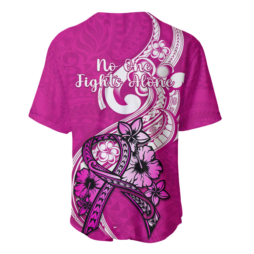 Polynesia Breast Cancer Awareness Baseball Jersey Think Pink Polynesian Ribbon White Version - Wonder Print Shop