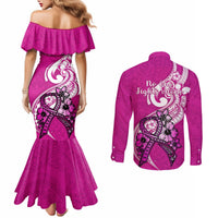 polynesia-breast-cancer-awareness-couples-matching-mermaid-dress-and-long-sleeve-button-shirts-think-pink-polynesian-ribbon-white-version