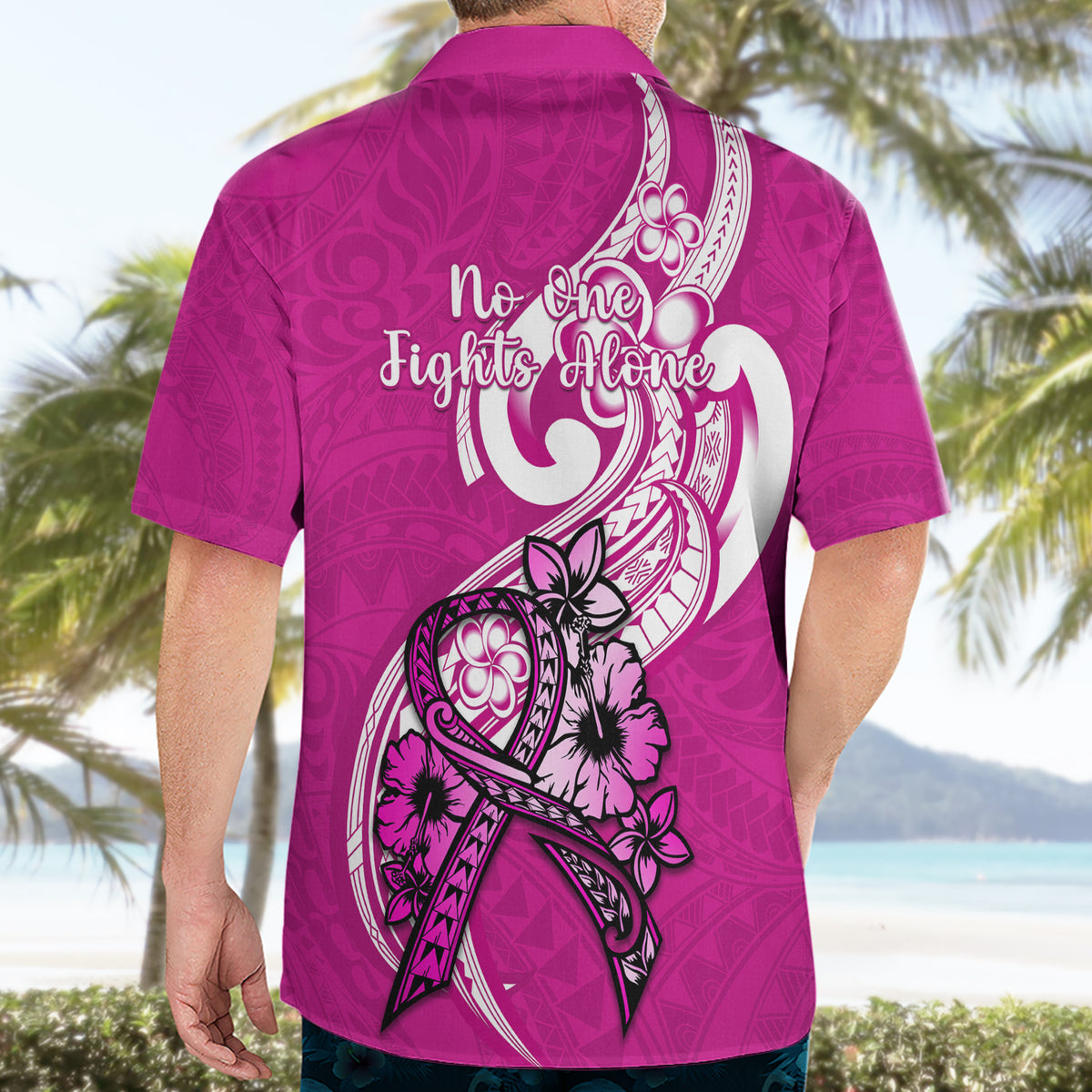 Polynesia Breast Cancer Awareness Hawaiian Shirt Think Pink Polynesian Ribbon White Version - Wonder Print Shop