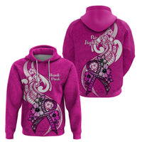 Polynesia Breast Cancer Awareness Hoodie Think Pink Polynesian Ribbon White Version - Wonder Print Shop