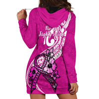 Polynesia Breast Cancer Awareness Hoodie Dress Think Pink Polynesian Ribbon White Version - Wonder Print Shop