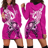 Polynesia Breast Cancer Awareness Hoodie Dress Think Pink Polynesian Ribbon White Version - Wonder Print Shop