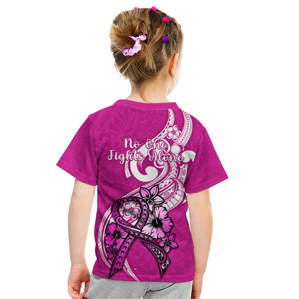 Polynesia Breast Cancer Awareness Kid T Shirt Think Pink Polynesian Ribbon White Version - Wonder Print Shop