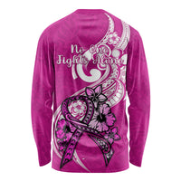 Polynesia Breast Cancer Awareness Long Sleeve Shirt Think Pink Polynesian Ribbon White Version - Wonder Print Shop
