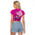 Polynesia Breast Cancer Awareness Raglan Cropped T Shirt Think Pink Polynesian Ribbon White Version - Wonder Print Shop