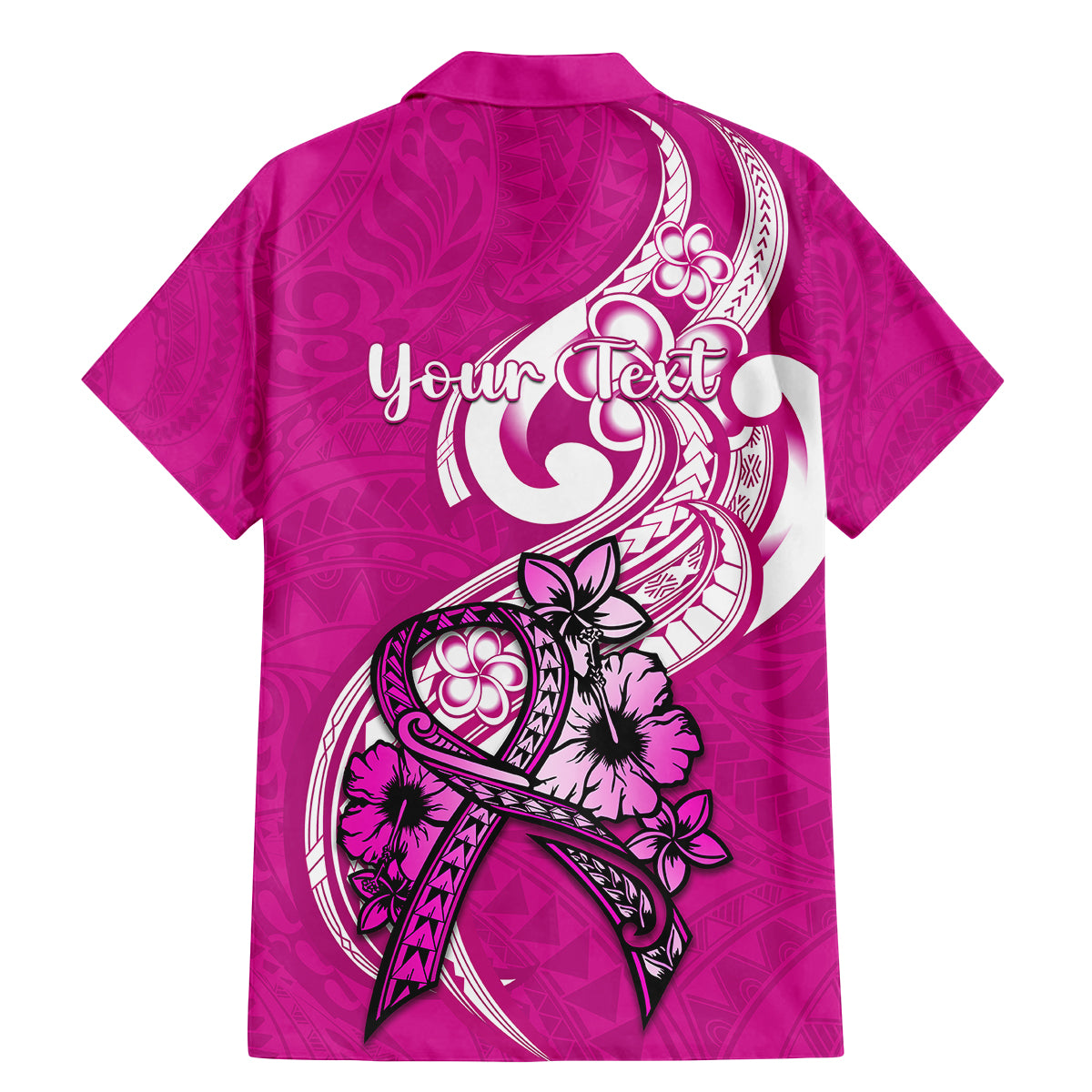 Personalised Polynesia Breast Cancer Awareness Family Matching Mermaid Dress and Hawaiian Shirt Think Pink Polynesian Ribbon White Version - Wonder Print Shop
