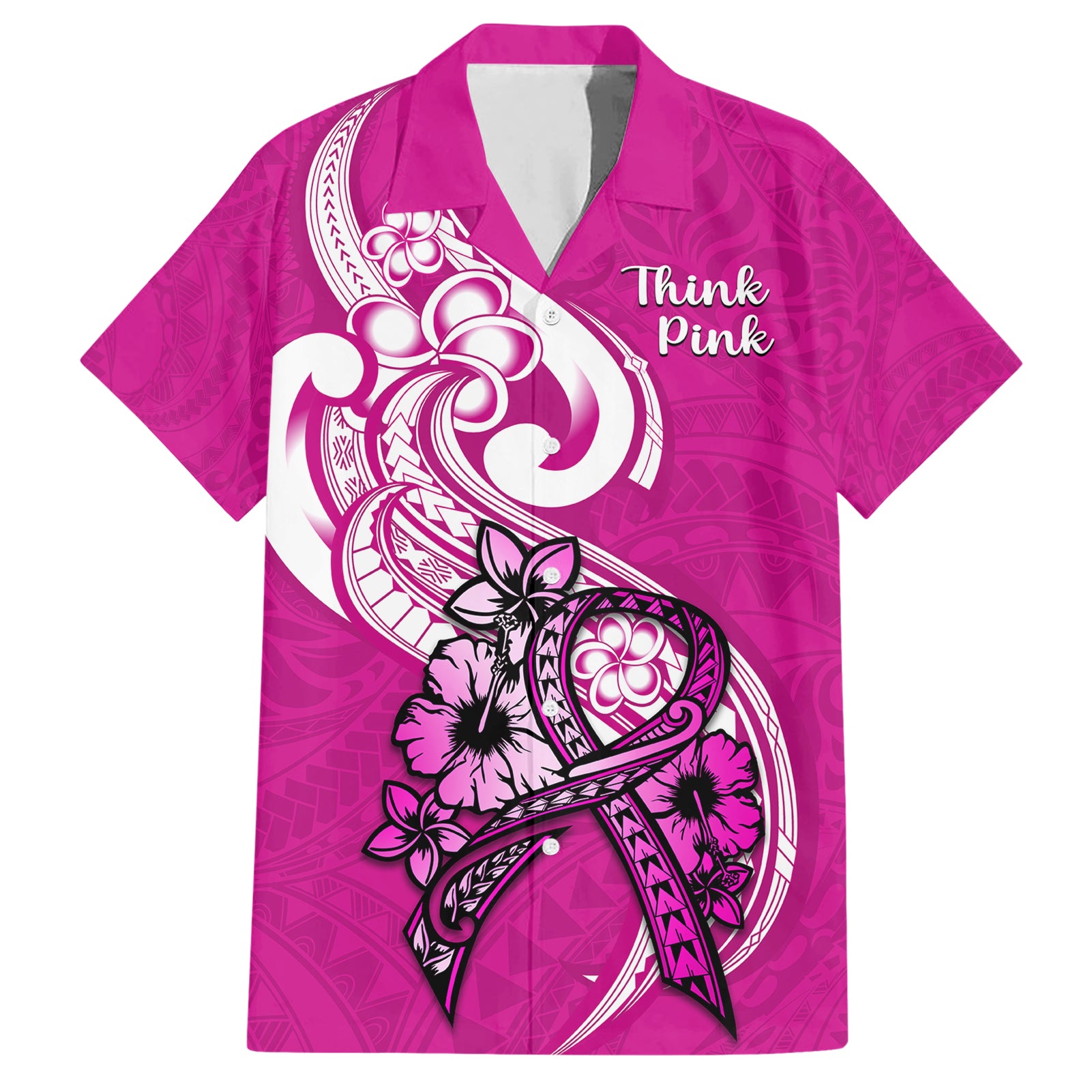 personalised-polynesia-breast-cancer-awareness-hawaiian-shirt-think-pink-polynesian-ribbon-white-version