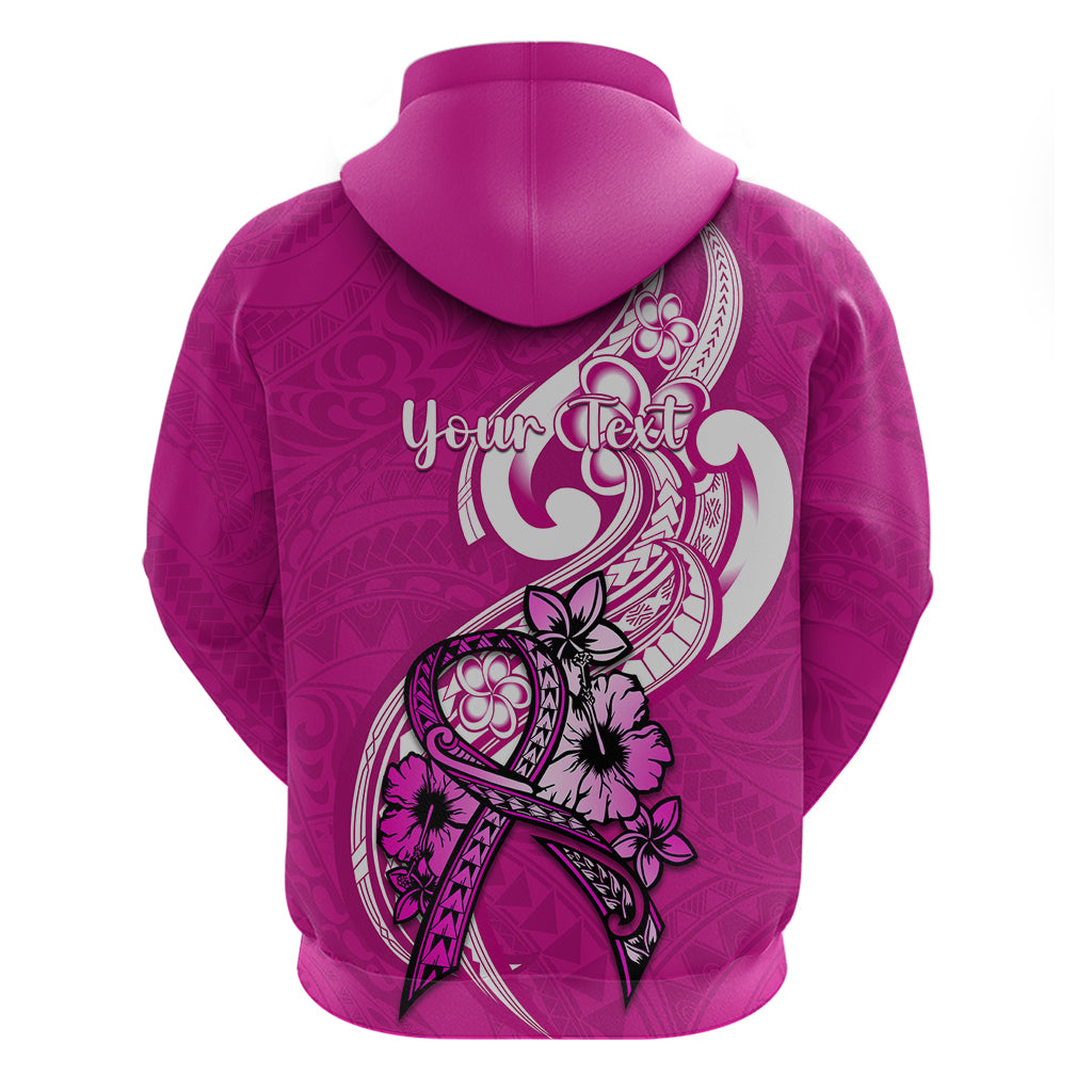 Personalised Polynesia Breast Cancer Awareness Hoodie Think Pink Polynesian Ribbon White Version - Wonder Print Shop