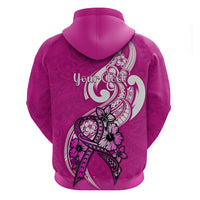 Personalised Polynesia Breast Cancer Awareness Hoodie Think Pink Polynesian Ribbon White Version - Wonder Print Shop