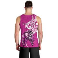 Personalised Polynesia Breast Cancer Awareness Men Tank Top Think Pink Polynesian Ribbon White Version - Wonder Print Shop