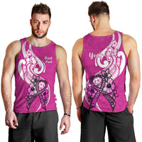 Personalised Polynesia Breast Cancer Awareness Men Tank Top Think Pink Polynesian Ribbon White Version - Wonder Print Shop