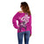 Personalised Polynesia Breast Cancer Awareness Off Shoulder Sweater Think Pink Polynesian Ribbon White Version - Wonder Print Shop