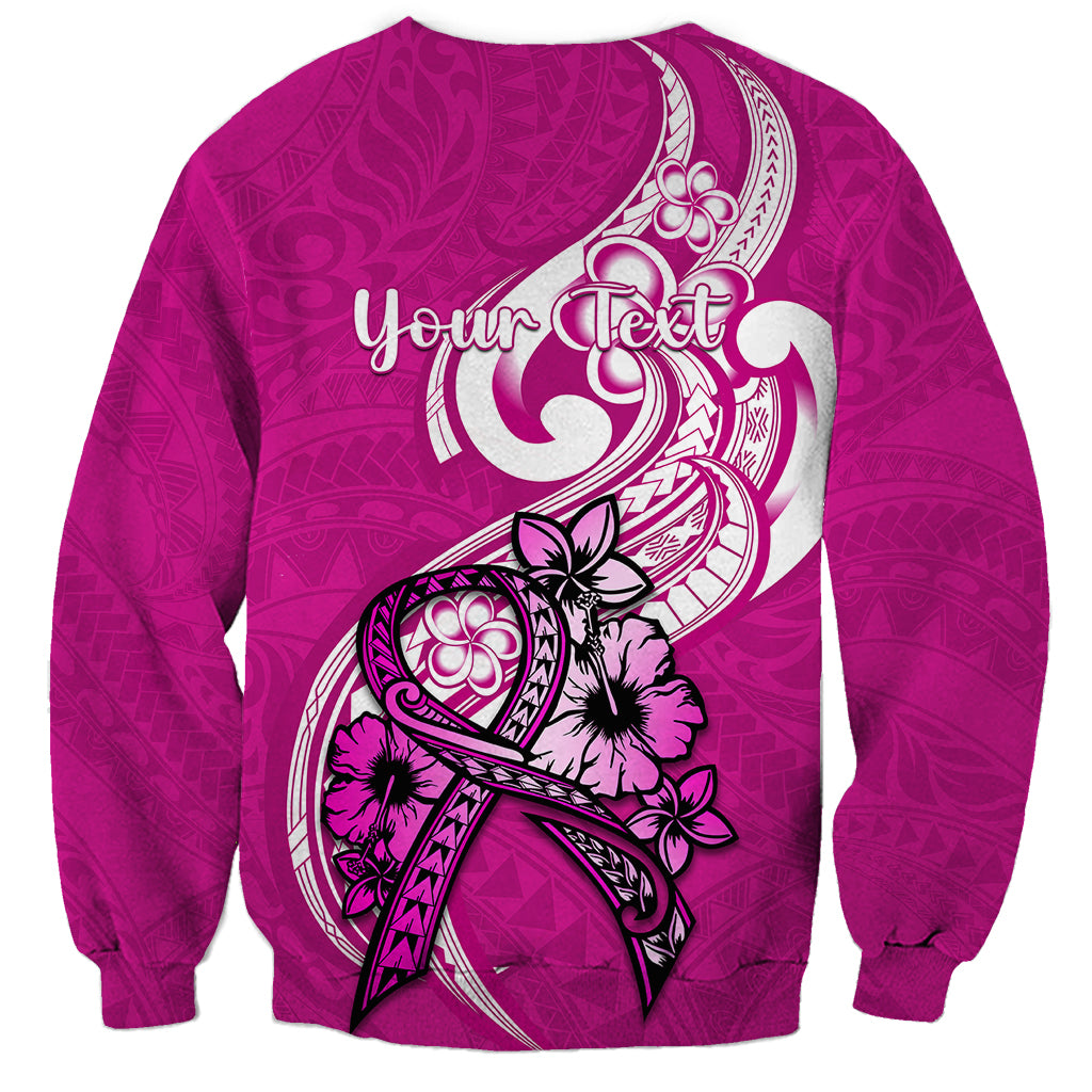 Personalised Polynesia Breast Cancer Awareness Sweatshirt Think Pink Polynesian Ribbon White Version - Wonder Print Shop