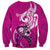 Personalised Polynesia Breast Cancer Awareness Sweatshirt Think Pink Polynesian Ribbon White Version - Wonder Print Shop