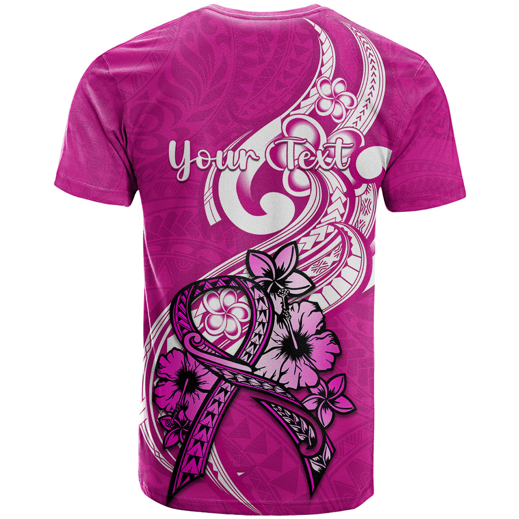 Personalised Polynesia Breast Cancer Awareness T Shirt Think Pink Polynesian Ribbon White Version - Wonder Print Shop
