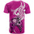 Personalised Polynesia Breast Cancer Awareness T Shirt Think Pink Polynesian Ribbon White Version - Wonder Print Shop