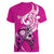 Personalised Polynesia Breast Cancer Awareness Women V Neck T Shirt Think Pink Polynesian Ribbon White Version - Wonder Print Shop