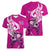 Personalised Polynesia Breast Cancer Awareness Women V Neck T Shirt Think Pink Polynesian Ribbon White Version - Wonder Print Shop