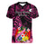 Presonalised Tonga Breast Cancer Awareness Women V Neck T Shirt Pink Ribbon Brave Strong Warrior Tongan Ngatu Pattern - Wonder Print Shop