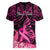 Presonalised Tonga Breast Cancer Awareness Women V Neck T Shirt Pink Ribbon Brave Strong Warrior Tongan Ngatu Pattern - Wonder Print Shop