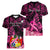 Presonalised Tonga Breast Cancer Awareness Women V Neck T Shirt Pink Ribbon Brave Strong Warrior Tongan Ngatu Pattern - Wonder Print Shop