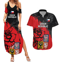 Czech Republic Independence Day Couples Matching Summer Maxi Dress and Hawaiian Shirt Coat Of Arms With Czechia Rosa - Wonder Print Shop
