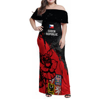 Czech Republic Independence Day Family Matching Off Shoulder Maxi Dress and Hawaiian Shirt Coat Of Arms With Czechia Rosa - Wonder Print Shop