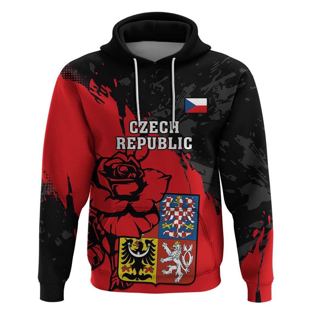 Czech Republic Independence Day Hoodie Coat Of Arms With Czechia Rosa - Wonder Print Shop