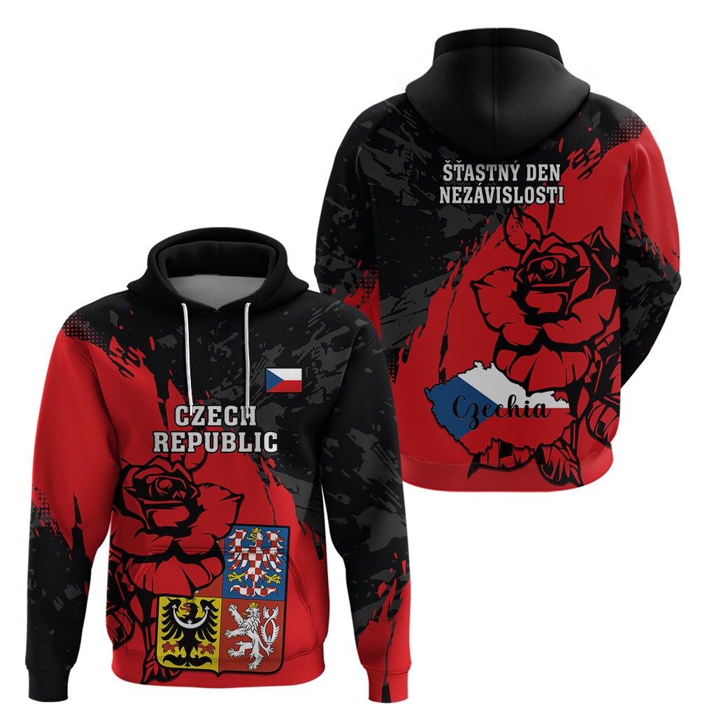 Czech Republic Independence Day Hoodie Coat Of Arms With Czechia Rosa - Wonder Print Shop