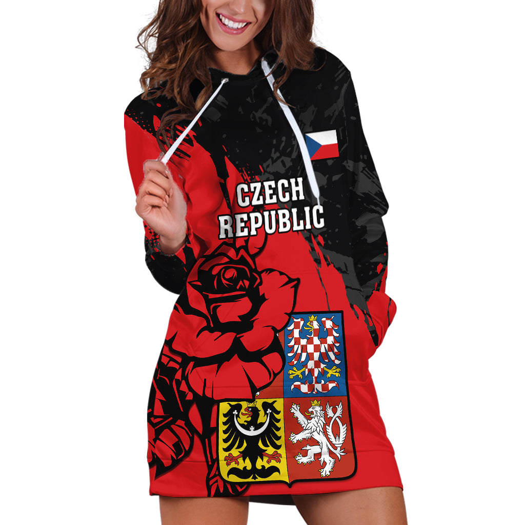 Czech Republic Independence Day Hoodie Dress Coat Of Arms With Czechia Rosa - Wonder Print Shop