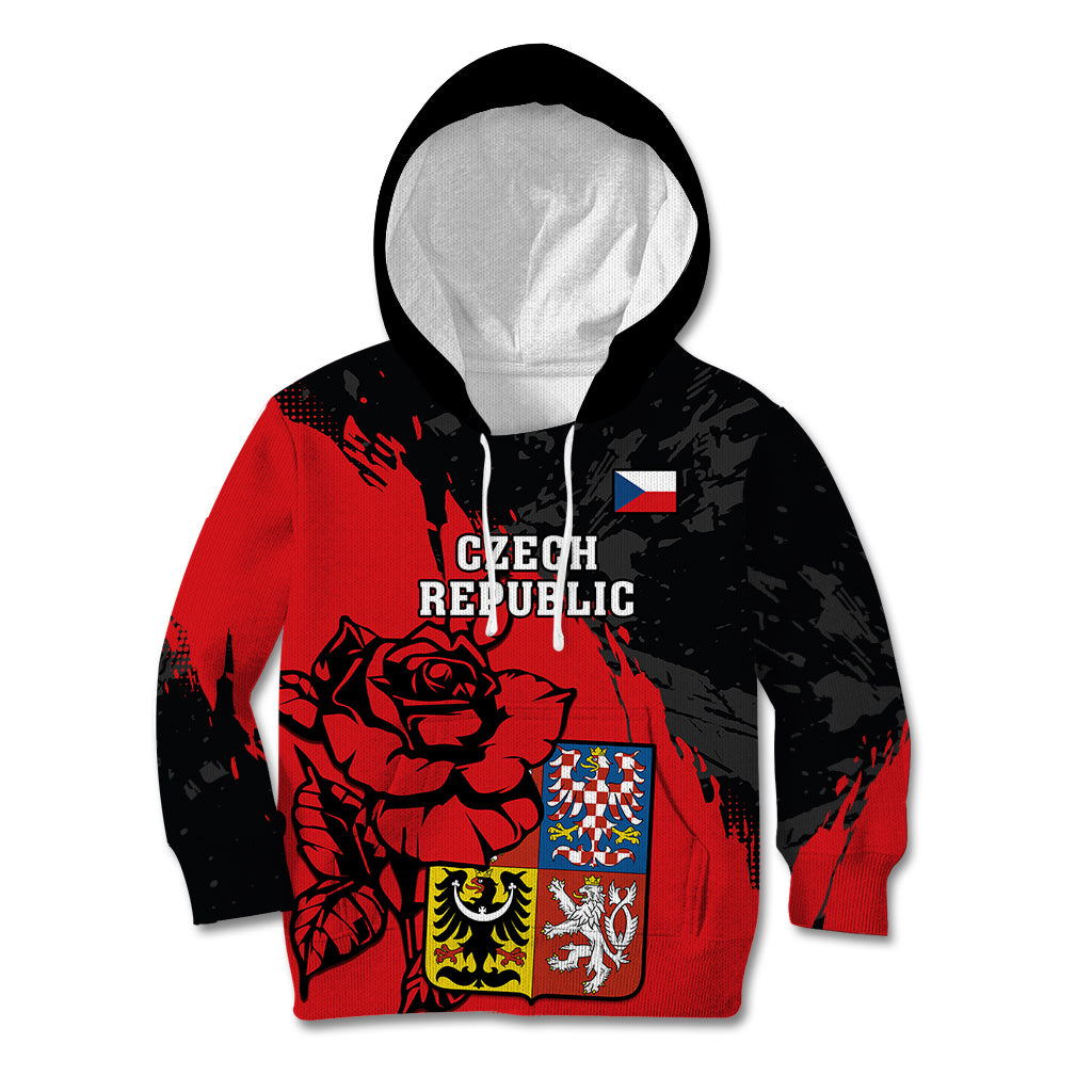 Czech Republic Independence Day Kid Hoodie Coat Of Arms With Czechia Rosa - Wonder Print Shop