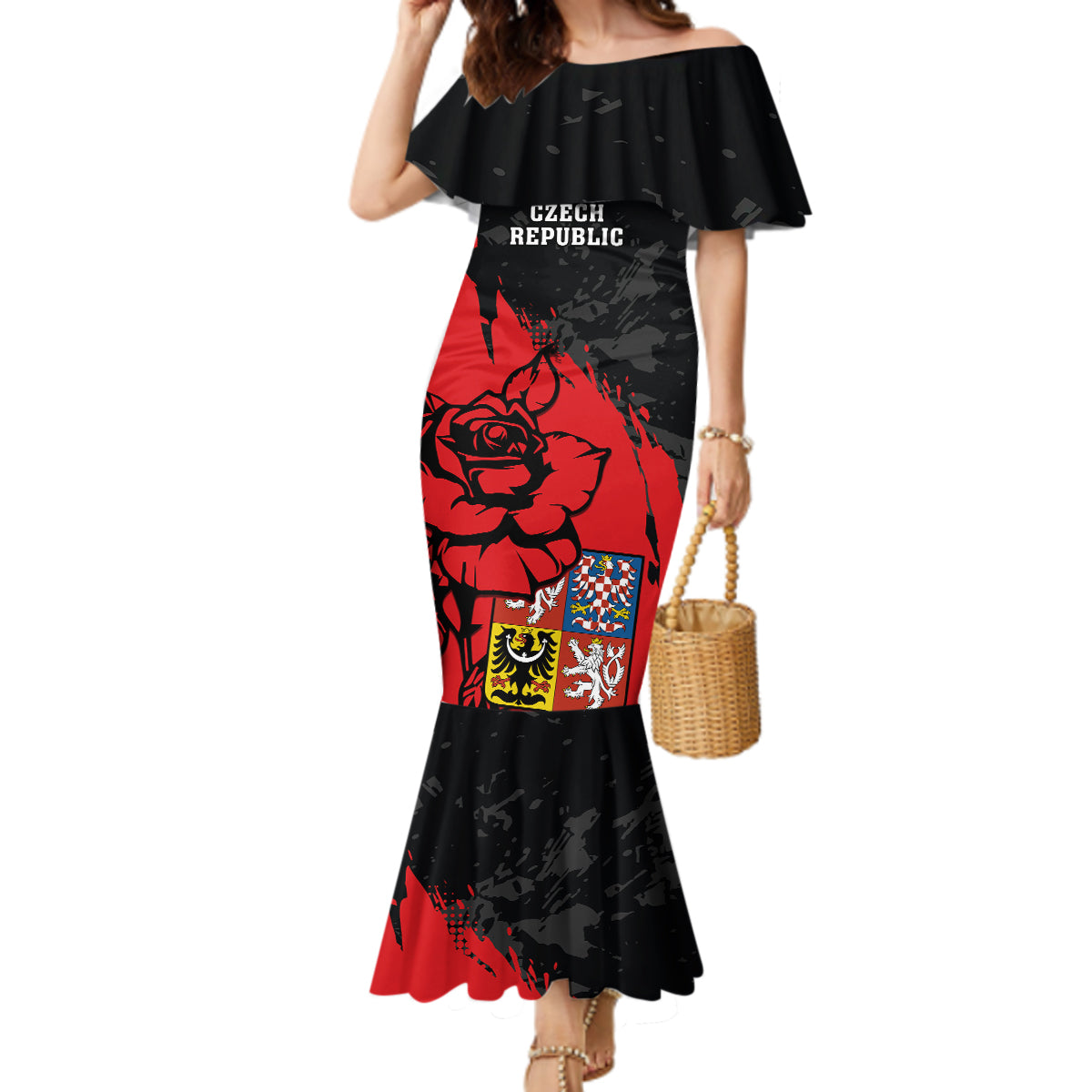 Czech Republic Independence Day Mermaid Dress Coat Of Arms With Czechia Rosa - Wonder Print Shop