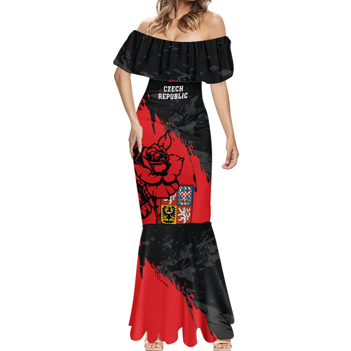 Czech Republic Independence Day Mermaid Dress Coat Of Arms With Czechia Rosa - Wonder Print Shop