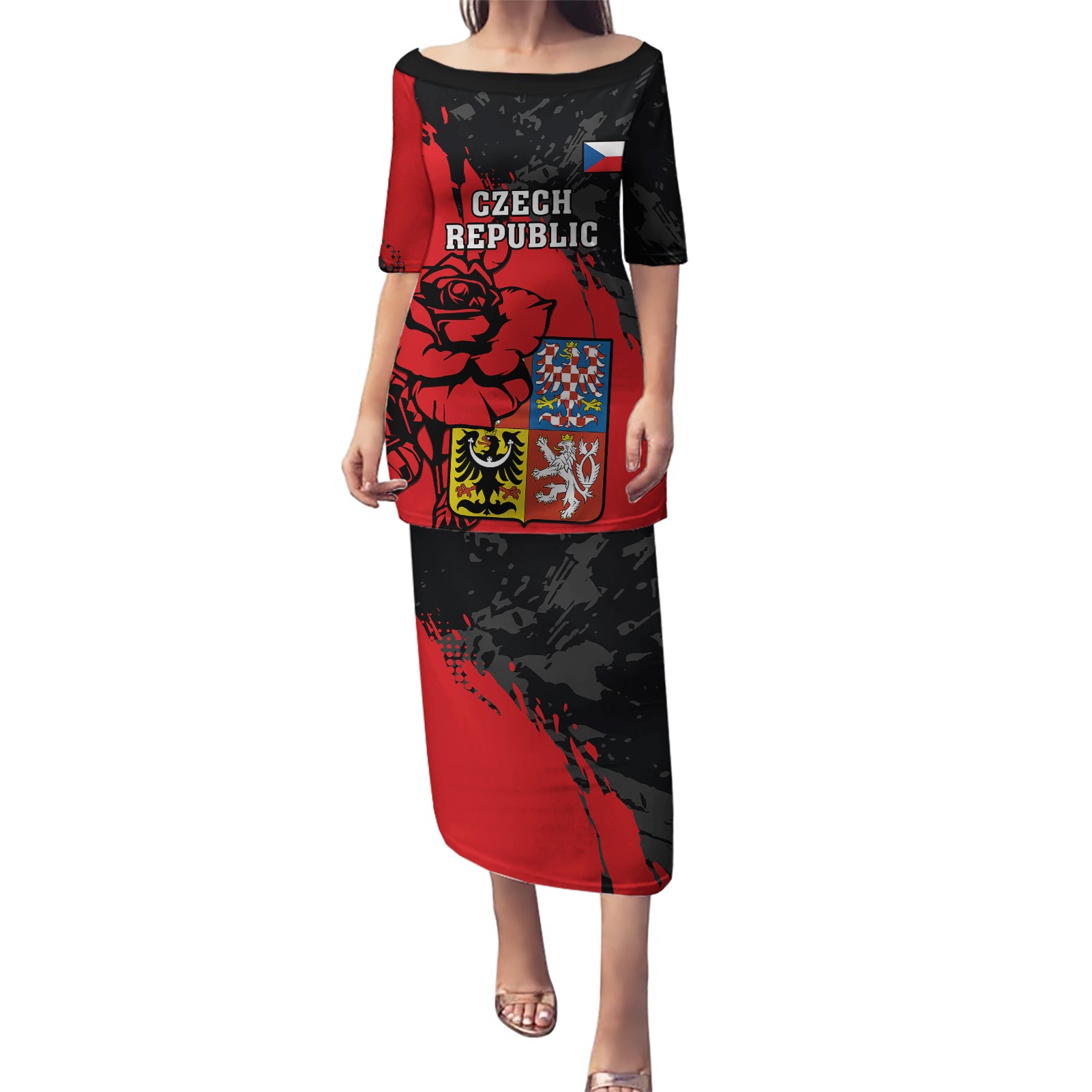 Czech Republic Independence Day Puletasi Coat Of Arms With Czechia Rosa - Wonder Print Shop