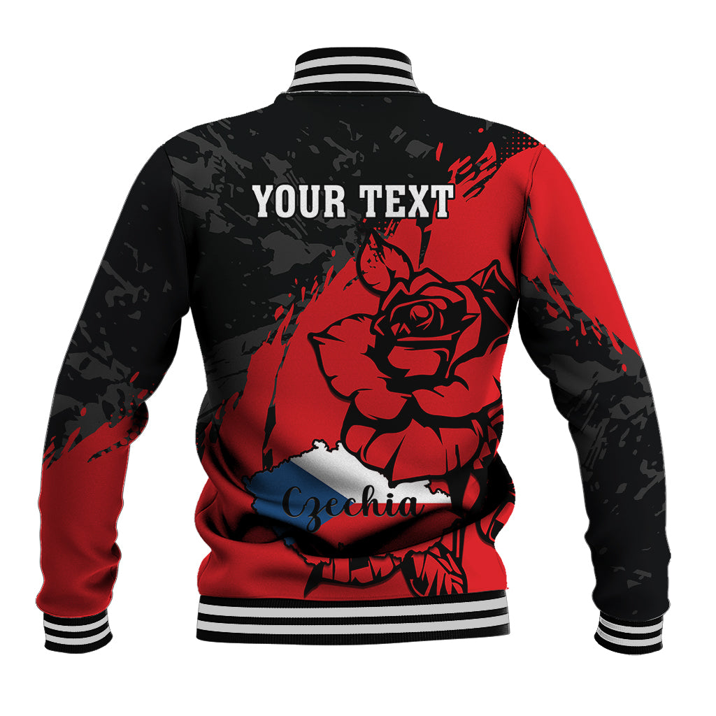 Presonalised Czech Republic Independence Day Baseball Jacket Coat Of Arms With Czechia Rosa - Wonder Print Shop