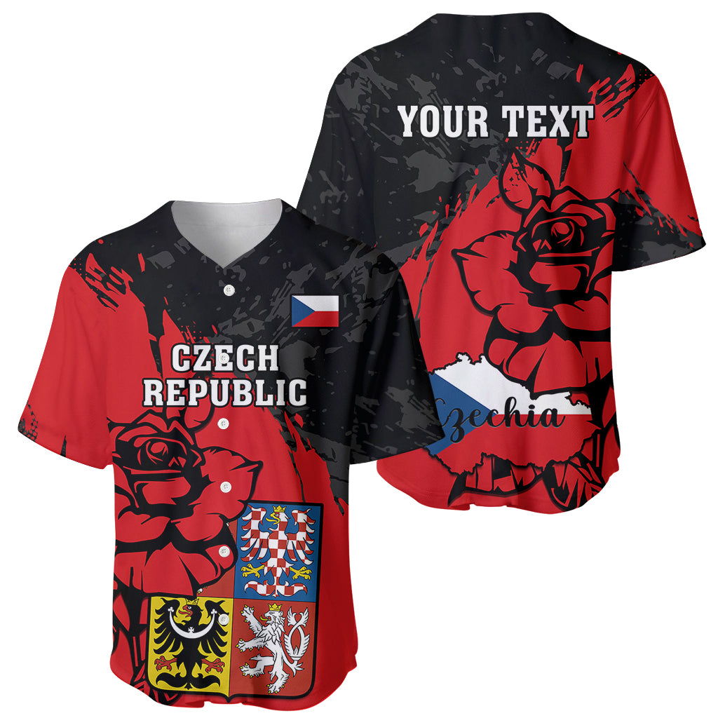 Presonalised Czech Republic Independence Day Baseball Jersey Coat Of Arms With Czechia Rosa - Wonder Print Shop