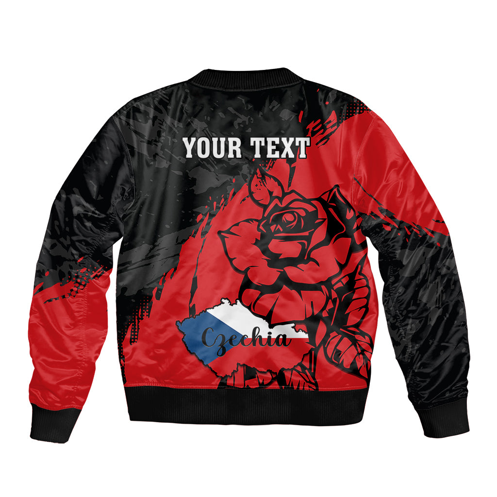 Presonalised Czech Republic Independence Day Bomber Jacket Coat Of Arms With Czechia Rosa - Wonder Print Shop