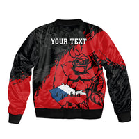 Presonalised Czech Republic Independence Day Bomber Jacket Coat Of Arms With Czechia Rosa - Wonder Print Shop