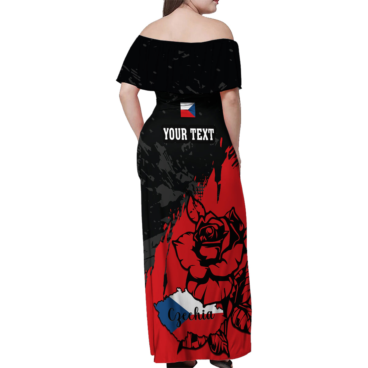 Presonalised Czech Republic Independence Day Family Matching Off Shoulder Maxi Dress and Hawaiian Shirt Coat Of Arms With Czechia Rosa - Wonder Print Shop