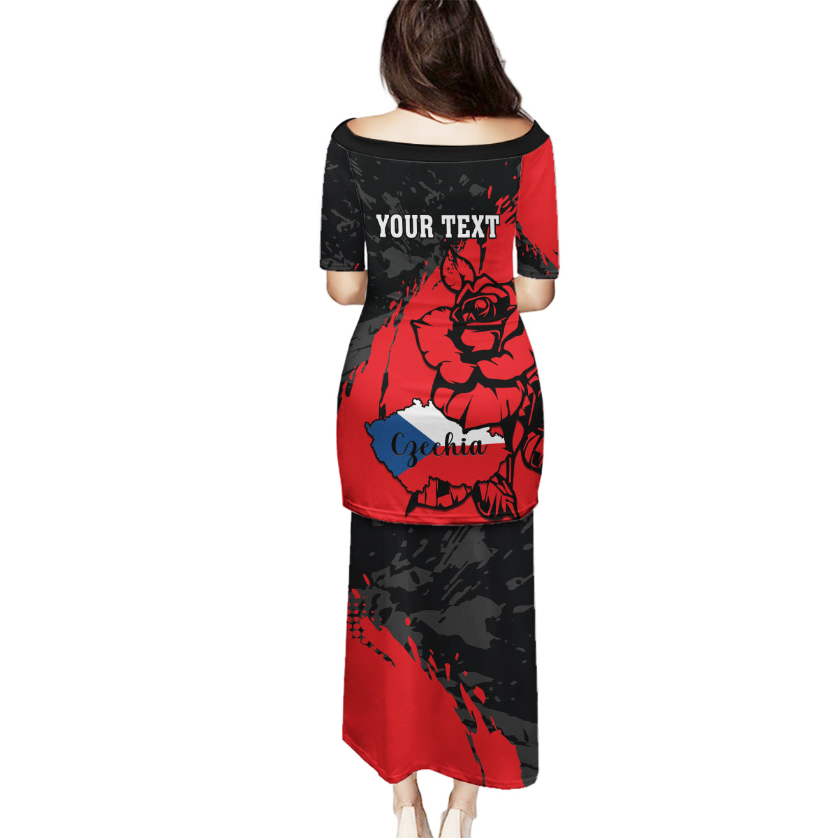 Presonalised Czech Republic Independence Day Family Matching Puletasi Dress and Hawaiian Shirt Coat Of Arms With Czechia Rosa - Wonder Print Shop