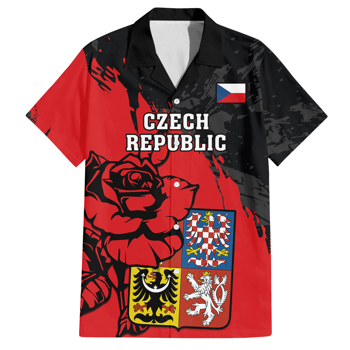 Presonalised Czech Republic Independence Day Family Matching Summer Maxi Dress and Hawaiian Shirt Coat Of Arms With Czechia Rosa - Wonder Print Shop