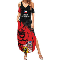 Presonalised Czech Republic Independence Day Family Matching Summer Maxi Dress and Hawaiian Shirt Coat Of Arms With Czechia Rosa - Wonder Print Shop