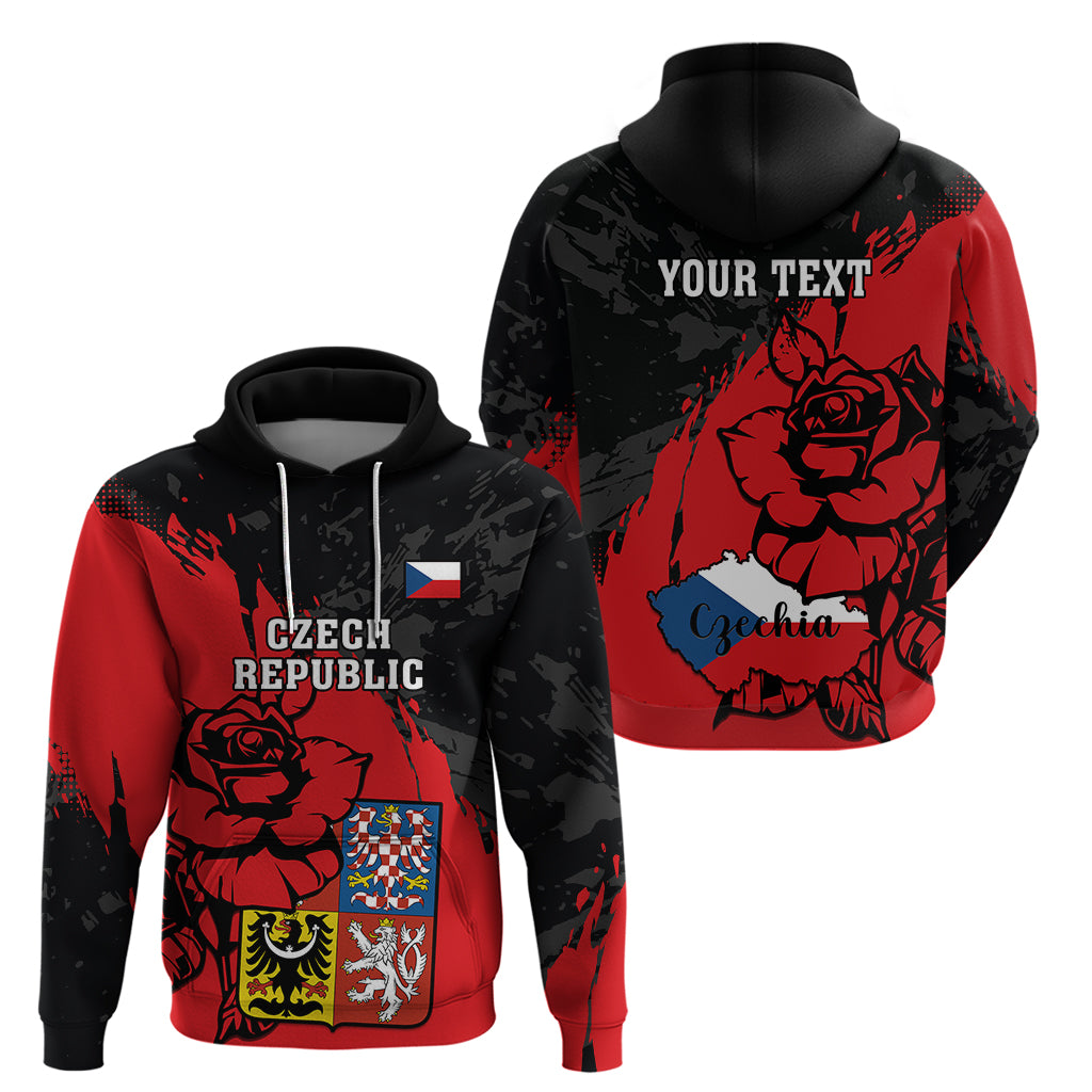 Presonalised Czech Republic Independence Day Hoodie Coat Of Arms With Czechia Rosa - Wonder Print Shop