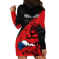 Presonalised Czech Republic Independence Day Hoodie Dress Coat Of Arms With Czechia Rosa - Wonder Print Shop
